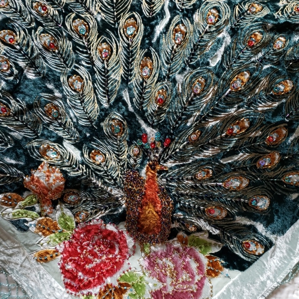 NWT Kirk's Folly peacock rayon and silk shawl